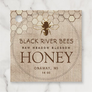 Honingraat & Bee Raw Honey Jar Label Natuurlijk