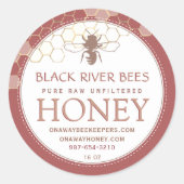 Honingraat & Bee Raw Honey Label Terracotta (Voorkant)