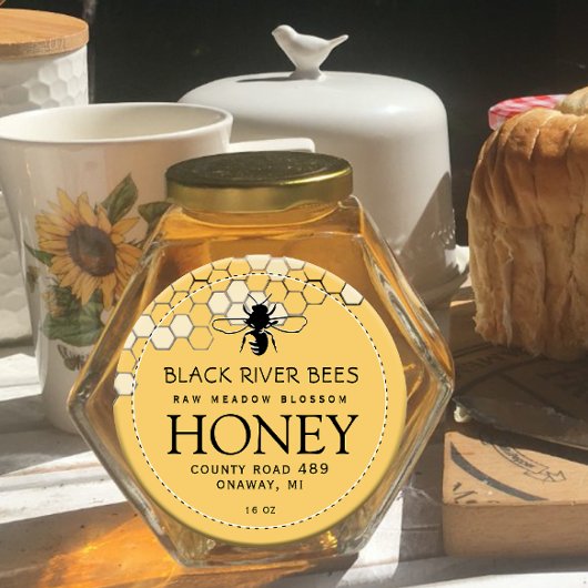 Honingraat & Bee Raw Honing Label Provence Geel