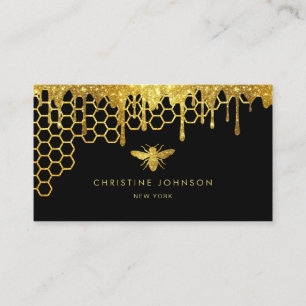 honingraat en faux gold glitter koningin bijen visitekaartje