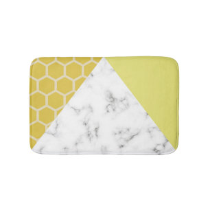 Honingraat en marmer, effect: Mustard Yellow Bath Badmat