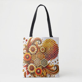 Honingraat en Zonnebloem Canvas tas