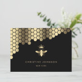 honingraat faux gouden folie Queen Bee Kaart (Staand voorkant)