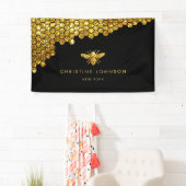 honingraat faux goudglitter spandoek (Insitu)