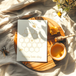 Honingraat Happy Bee Day Folie Verjaardag Kaart