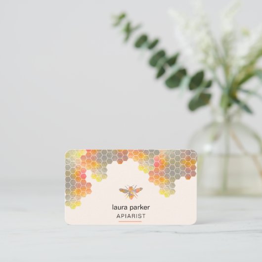 Honingraat Honing Bijen Apirarist Zeshoeken Imker Visitekaartje (Staand voorkant)