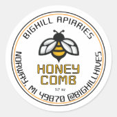 Honingraat Label Yellow Bee Beekeeper Contactgegev (Voorkant)