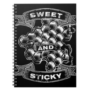 Honingraat van zoete en sticky bijen notitieboek