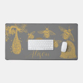 Honingraat Wildbloem Grijs Bureaumat (Keyboard & Muis)