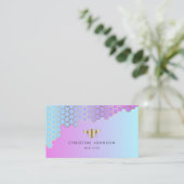 Honingraatgradiënt paarse blauw visitekaartje (Staand voorkant)