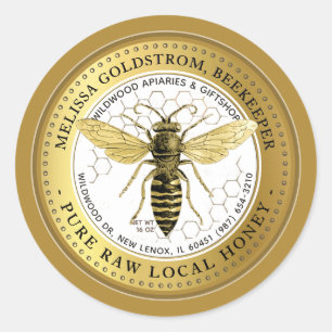  honingraathoningraat koningin Bee GOLD Ronde Sticker