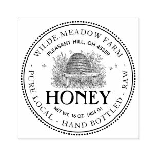 Honingstempel van de imker met  kep Apiary Rubberstempel