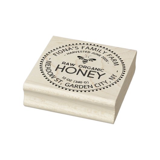 Honingstempel van de imker met kep Apiary Rubberstempel (Stempel)