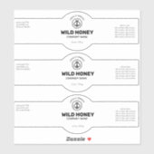 Honingvinylzwart-wit etiket sticker (Vel)