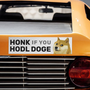 HONK als je Hodl Doge Doekoetsen in Shiba Inu Stoc Bumpersticker