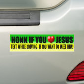 Honk als je van Jezus houdt Bumpersticker (Op auto)