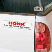 HONK van jullie wil gebarentaal grappig leren. Bumpersticker (Op Truck)