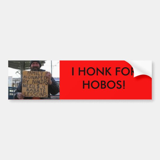 HONK VOOR HOBOS BUMPERSTICKER (Voorkant)