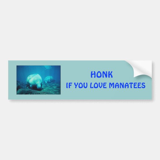 Honk voor Manatees Bumpersticker (Voorkant)