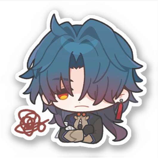 Honkai Star Rail Chibi Blade geïrriteerde Sticker (Voorkant)
