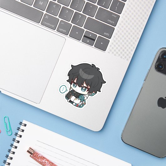 Honkai Star Rail Chibi Dan Heng Sticker (Laptop met iPhone)