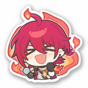 Honkai Star Rail Chibi Luka vuurde Sticker op