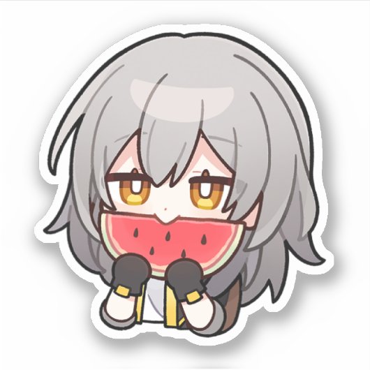 Honkai Star Rail Chibi Stelle Watermelon Sticker (Voorkant)