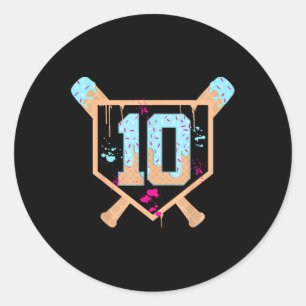 Honkbal 10 jaar oude Ice Cream Drip 10e verjaardag Ronde Sticker