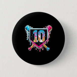 Honkbal 10-jarige jongen ijsdruppel 10e ronde button 5,7 cm