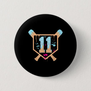 Honkbal 11 jaar oude Ice Cream Drip 11e verjaardag Ronde Button 5,7 Cm
