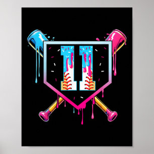 Honkbal 11 Jaar Oude Ijs Drip 11e Verjaardag Poster
