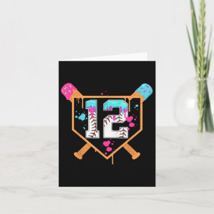 Honkbal 12e Verjaardag Jongen Ice Cream Drip 12 Ja Kaart