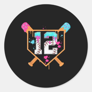 Honkbal 12e verjaardag jongen ijs druppel 12 jaar  ronde sticker