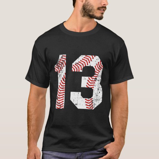 Honkbal 13 Jersey nummer T-shirt (Voorkant)