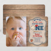 Honkbal 1e verjaardag foto uitnodiging (Voorkant / Achterkant)