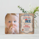 Honkbal 1e verjaardag foto uitnodiging (Staand voorkant)