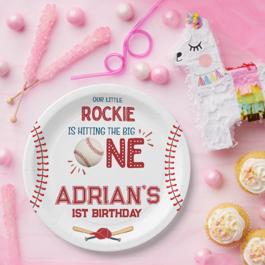 Honkbal 1e verjaardag jongen papieren bordje (Feest)