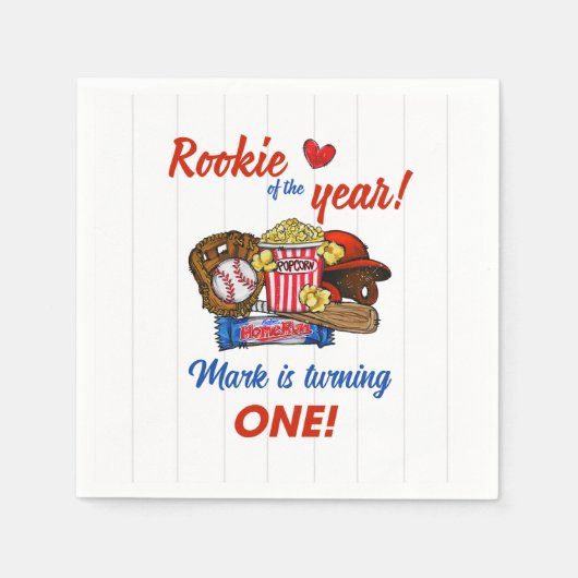 Honkbal 1e Verjaardag Party Servetten (Voorkant)