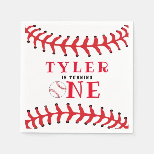 Honkbal 1e verjaardag sport jongen Verjaardag Servet (Voorkant)