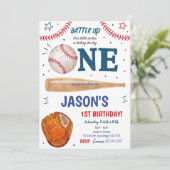 Honkbal 1E verjaardag uitnodiging (Staand voorkant)