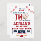 Honkbal 2e verjaardag jongen briefkaart (Voorkant / Achterkant)