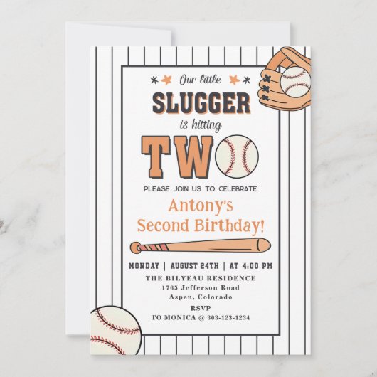 Honkbal 2e Verjaardag Rookie Party Kaart (Voorkant)