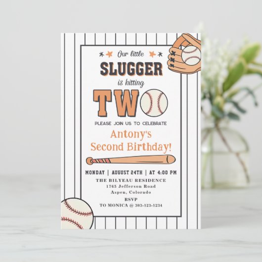 Honkbal 2e Verjaardag  Rookie Party Kaart (Staand voorkant)