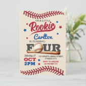 Honkbal 4e verjaardag uitnodiging (Staand voorkant)