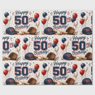 Honkbal 50e verjaardag cadeaupapier