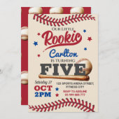 Honkbal 5e Vijf Verjaardag Uitnodiging (Voorkant / Achterkant)