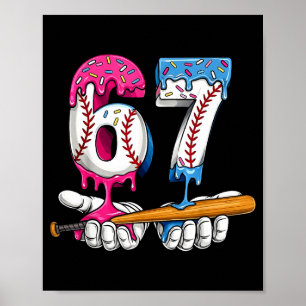 Honkbal 67 Ijsdrank Drip Zes Zeven Jongens Grappig Poster