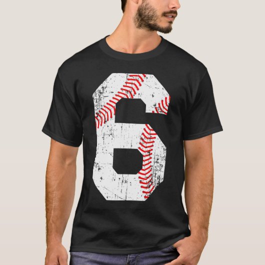 Honkbal 6 Jersey nummer T-shirt (Voorkant)
