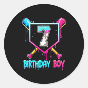 Honkbal 7 Jaar Oude Verjaardag Jongen Ijs Drip 7e Ronde Sticker