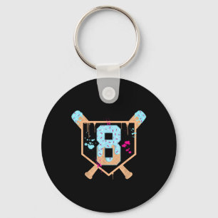 Honkbal 8 Jaar Oude Ice Cream Drip 8e Verjaardag B Sleutelhanger